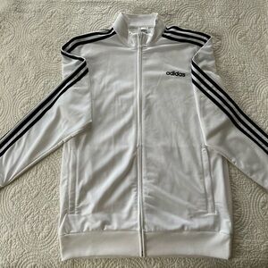 Adidas White Track Jacket with Black Stripes